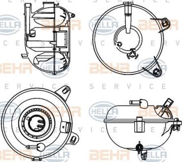 Фото автозапчасти расширительный бачок AUDI A3, TT; SEAT LEON, LEON SC, LEON ST; SKODA OCTAVIA III, SUPERB III, YETI; Volkswagen GOLF SPORTSVAN, GOLF VII, PASSAT CHHA-DNUE 04.12- HELLA BEHR 8MA376 702-464