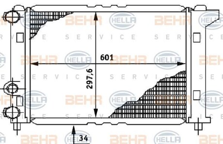 Фото автозапчастини радиатор двигателя SEAT IBIZA I, MALAGA, RONDA 1.2-1.7D 06.82-12.93 HELLA BEHR 8MK376 706-311