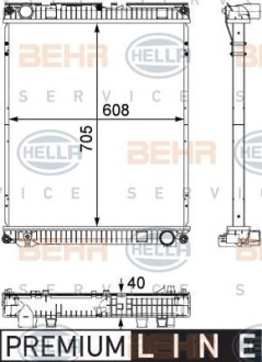 Фото автозапчастини радіатор двигуна (без рами) MAN FOCL, TGL, TGM 4.6D/6.9D 08.04- HELLA BEHR 8MK 376 730-621