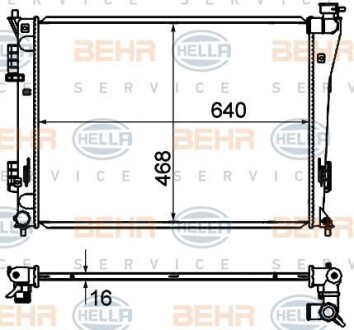 Фото автозапчасти радиатор двигателя (МКПП) HYUNDAI I40, I40 CW 1.6/2.0 07.11- HELLA BEHR 8MK 376 735-251 (фото 1)