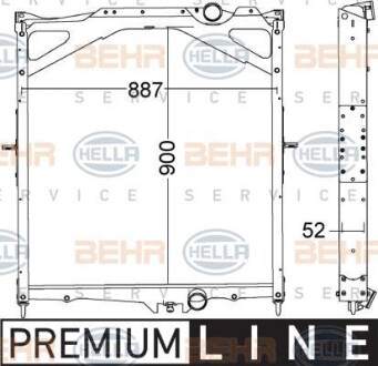 Фото автозапчастини радиатор двигателя VOLVO FH, FH 12, FH 16, FM 12.1D-9.4D 08.93- HELLA BEHR 8MK376 774-791