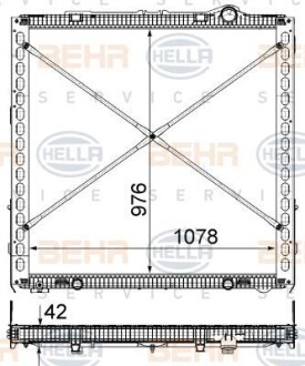 Фото автозапчасти радиатор двигателя (рамка) DAF XF MX-11320-MX-13375 10.12- HELLA BEHR 8MK 376 903-041