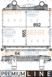 Фото автозапчастини інтеркулер MAN TGA/TGS/TGX D0836LF41-D3876LF09 >2000 665x892x64mm HELLA BEHR 8ML 376 724-381