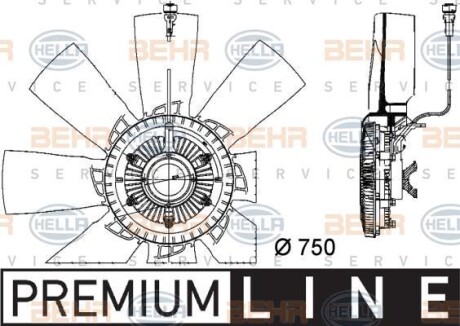 Фото автозапчасти гидромуфта с вентилятором VOLVO FH D13C420-D13C540 O750MM HELLA BEHR 8MV 376 757-131