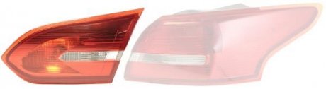 Задній ліхтар права (внутрішня частина, P21/5W/W16W, колір скла червон, світло протитуманних фар, світло заднього ходу) FORD FOCUS III Седан 07.10-04.18 HELLA BEHR 2NR354 828-021