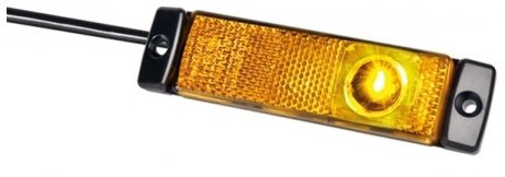 Фонарь габаритный левый/правый, форма: прямоугольная, оранжевая, светодиодная, высота 32 мм; ширина 130 мм; глубина 32мм, вертикальный монтаж, длина кабеля 1500, 24В (IP6K9K) HELLA BEHR 2PS008 645-991 (фото 1)