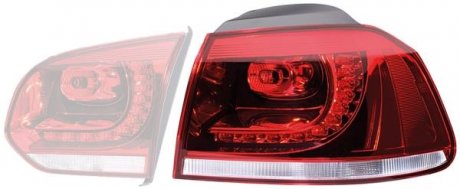 Задний фонарь правая (наружный, WY21W, цвет поворота белый, цвет стекла красный) Volkswagen GOLF VI 10.08-11.13 HELLA BEHR 2SD 010 408-081