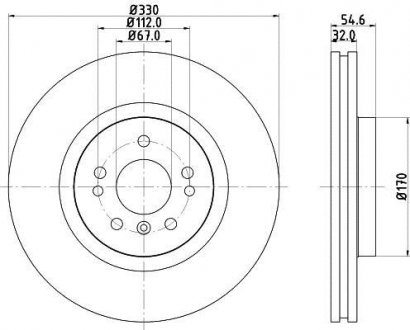 Тормозной диск передний W164/W251 05-(PRO) HELLA BEHR 8DD355113-171 (фото 1)