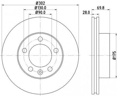 Тормозной диск передний Master/Movano 10-(302mm) HELLA BEHR 8DD355117-121