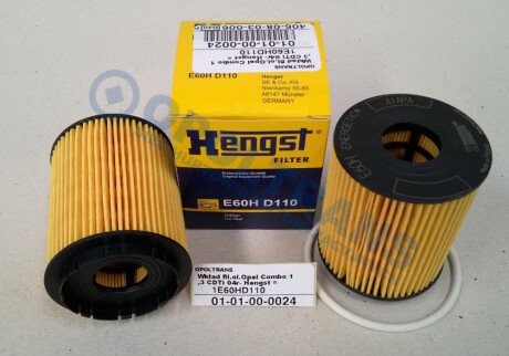 Фото автозапчасти wkЕ‚ad fil.ol.Opel Combo 1,3 CDTi 04r- Hengst HENGST FILTER 0101000024