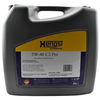 Фото автозапчастини моторное масло синтетическое 5W-40 C3 Pro-(20L) 5W-40 C3 Pro-(20L) HENGST FILTER 550800000