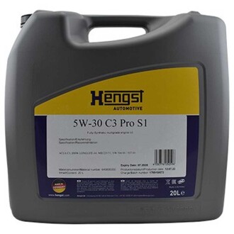 Фото автозапчастини моторное масло синтетическое 5W-30 C3 Pro S1-(20L) 5W-30 C3 Pro S1-(20L) HENGST FILTER 640800000