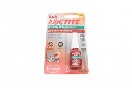 Фото автозапчастини loctite 648, 5ml фіксатор анаеробний вал-втулковий (зелений) (високої фіксації) (зазор 0.15) Henkel 1804041 (фото 1)