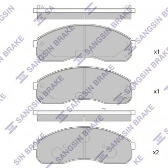 Фото автозапчасти колодки тормозные дисковые KIA CARNIVAL 2.5 V6, 3.5 V6, 2.9CRDI 00-03 передн. (SANGSIN) Hi-Q (SANGSIN) SP1116