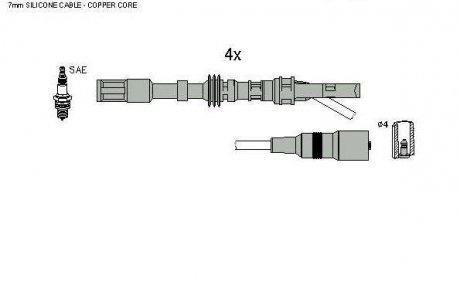 Фото автозапчасти провода зажигания Volkswagen Golf IV 1.8i 97-05 (к-кт) (HÜCO) HITACHI 134134