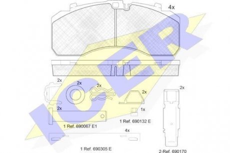 Комплект тормозных колодок, дисковый тормоз ICER 152091-073 (фото 1)