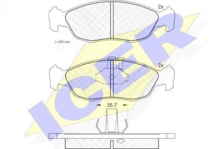 Фото автозапчасти тормозные колодки передние (17.3mm) Peugeot 306 (ATE) ICER 180932