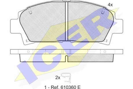 Фото автозапчасти колодки гальмівні (передні) Toyota Avensis 97-03 ICER 181169