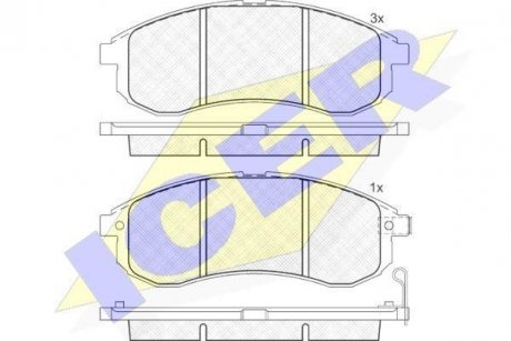 Фото автозапчасти колодки гальмівні (передні) Mitsubishi L200 III 96-07 ICER 181507