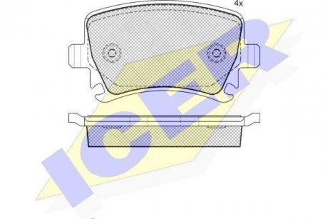 Тормозные колодки задние (17,0mm) VW-Passat 1.6FSI,1.9-2.0TDI 05- Caddy 04- ICER 181600