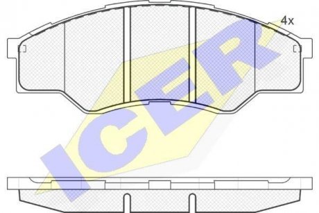 Фото автозапчасти тормозные колодки передние 15.5mm Toyota Hilux pick-up 2.5 D 4x4 06- ICER 181824