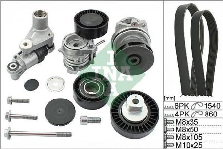 Комплект поликлинових ременів (з роликами) BMW 3 (E46), 5 (E39), X5 (E53), Z4 (E85) 2.0-3.0 01.96-12.07 INA 529 0053 30