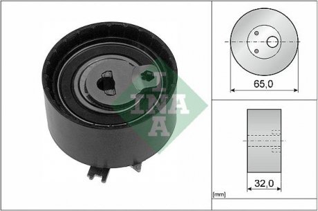 Фото автозапчасти натягивающий ролик ремня ГРМ RENAULT CLIO III, FLUENCE, GRAND SCENIC II, GRAND SCENIC III, LAGUNA II, LAGUNA III, MEGANE, MEGANE II, MEGANE III, MODUS, SCENIC II 1.6/1.6ALK/1.6LPG 11.02- INA 531071010