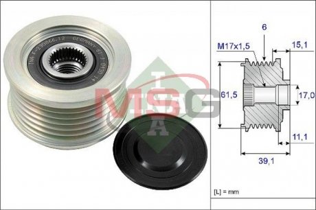 Шкив генератора FIAT BRAVA, BRAVO I, MAREA, MULTIPLA, PUNTO; LANCIA KAPPA, LYBRA 1.9D/2.4D 03.96-03.12 INA 535 0144 10