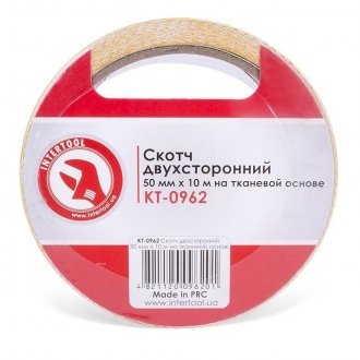 Фото автозапчастини скотч двосторонній 50 мм * 10 м на тканинній основі Intertool KT-0962