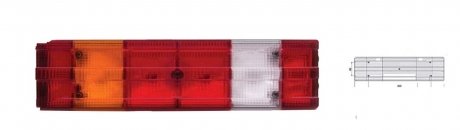Стекло фонаря заднего пластик Mercedes ACTROS 7-ми секц. лев. 510 x 132 x 28 (0025441290) ISIKSAN 1030CLH (фото 1)