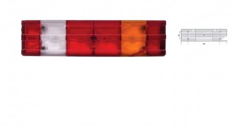 Стекло фонаря заднего пластик Mercedes ACTROS 7-ми секц. прав. 510 x 132 x 28 ISIKSAN 1030CRH
