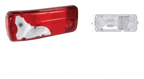 Стекло фонаря заднего пластик Scania P/G/R/T Series-4 красно-белое, лев. 400 x 161 (mm) (1784669, 1784669/ 2129992, 2129992, 2E0945111A, A0008262056, A9068262056) ISIKSAN 1039 C LH