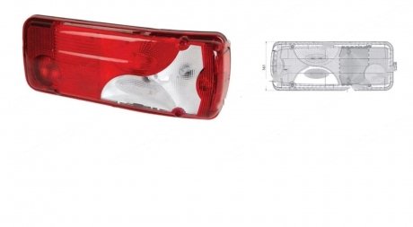 Стекло фонаря заднего пластик Scania P/G/R/T Series-4 красно-белое, прав. 400 x 161 (mm) (1784670, 1784670/ 2129991, 2129991, 2E0945112A, A0008262156, A9068262156) ISIKSAN 1039 C RH