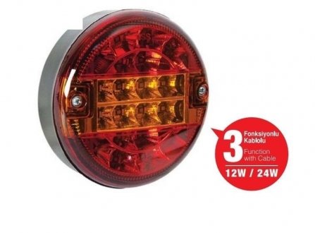 Фото автозапчасти фонарь задний LED, красно-желтый, 3-х функц., 24 W d=137/d=142x52, M6 (45) (mm) ISIKSAN 10401 K