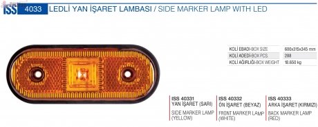 Ліхтар габаритний LED овал, желтый ISIKSAN 40331