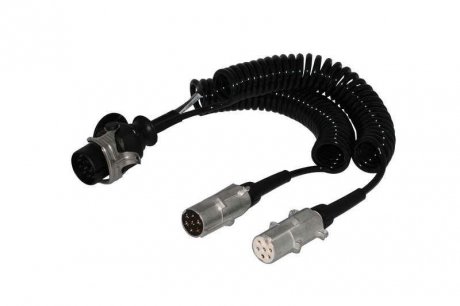 Спіральний електричний кабель (tpe, робоча довжина 4м, максимальна довжина 4,5м, тип вилки: N; S 15/7/7 24 В, кількість проводів: 12x1+2x1.5mm2, 12 активних контактів у розетці 15) JAEGER 711076EJ
