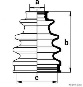 Комплект пильника ШРУСа зовнішній (диаметр: 25/65) (довжина99) TOYOTA CAMRY 2.5/3.0 10.86-07.96 JAKOPARTS J2882008 (фото 1)