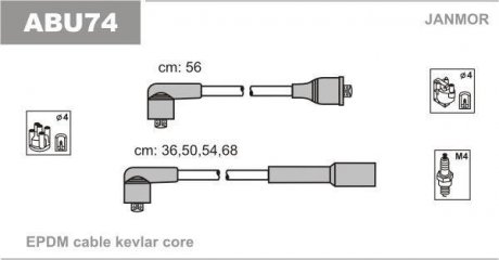 Фото автозапчасти к-кт дротів в/в (каучук) Skoda Octavia 1.6 96-04 Janmor ABU74