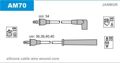 Фото автозапчасти дроти запалення, набір Janmor AM70