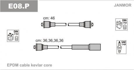 Фото автозапчасти дроти запалення, набір Janmor E08P