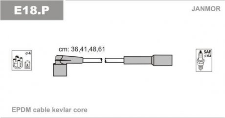 Дроти запалювання ВАЗ 2110 8V в/в чорні Janmor E18.P (фото 1)