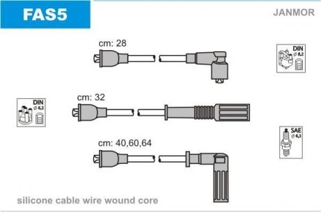 Фото автозапчасти дроти запалення, набір Janmor FAS5