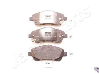 Фото автозапчастини гальмівні колодки, дискове гальмо (набір) JAPANPARTS PA-206AF