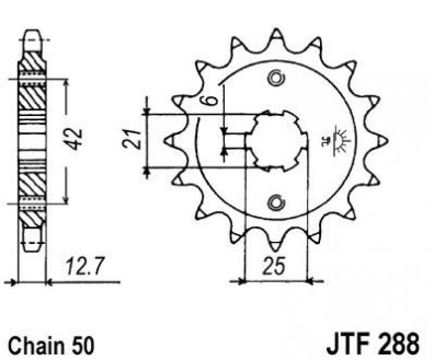 Зірочка передня сталева, тип ланцюга: 50 (530), кількість зубів: 16 HONDA CB 750 1971-1977 JT JTF288,16