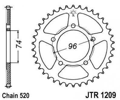 Задня зірочка сталева, тип ланцюга: 520, кількість зубів: HONDA NSR 250 1988-1989 JT JTR1209,41 (фото 1)