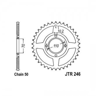 Задня зірочка сталева, тип ланцюга: 50 (530), кількість зубів: HONDA CB, CM 250/400 1977-1983 JT JTR246,37 (фото 1)