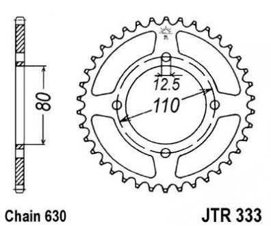 Зірочка задня сталева, тип ланцюга: 630, кількість зубів: HONDA CB 750 1977-1977 JT JTR333,41 (фото 1)