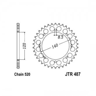 Фото автозапчастини задня зірочка сталева, тип ланцюга: 520, кількість зубів: 47 KAWASAKI BJ, KL, KLE, KLR, KLX 250/500/650 1987-2015 JT JTR487,47