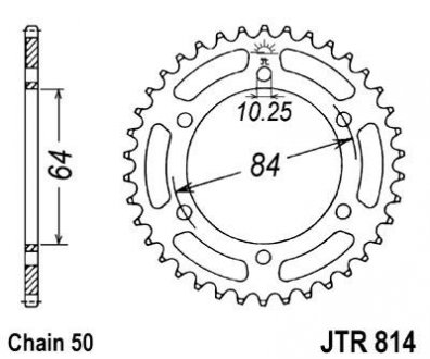 Задня зірочка сталева, тип ланцюга: 50 (530), кількість зубів: SUZUKI GS 400 1980-1980 JT JTR814,41 (фото 1)