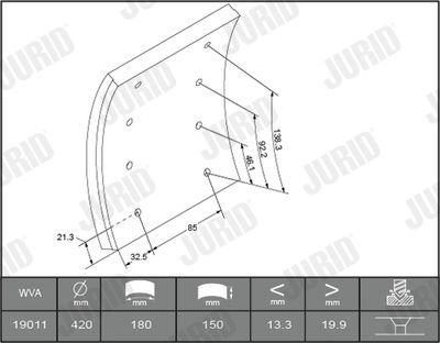 Фото автозапчасти комплект накладок гальмівних для грузовика DAF CF / XF Jurid 1901011230 (фото 1)